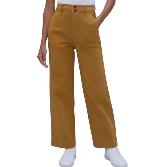 Everlane 8 Wide Leg Pants High Rise Camel Brown Organic Cotton - Picture 1 of 10